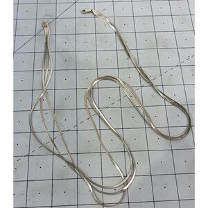 Sterling Silver Multi Strand Herringbone .925 Vintage Necklace Chain 30"